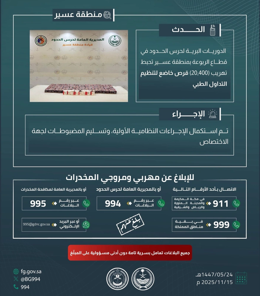 أقراص خاضعة لتنظيم التداول الطبي، مواد مخدرة، عسير أقراص خاضعة لتنظيم التداول الطبي، مواد مخدرة، عسير