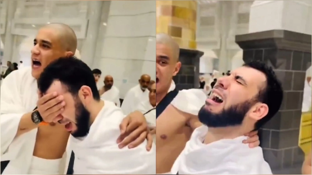 مكة المكرمة, الكعبة المشرفة, معتمر جزائري, لحظة مؤثرة, شاب جزائري